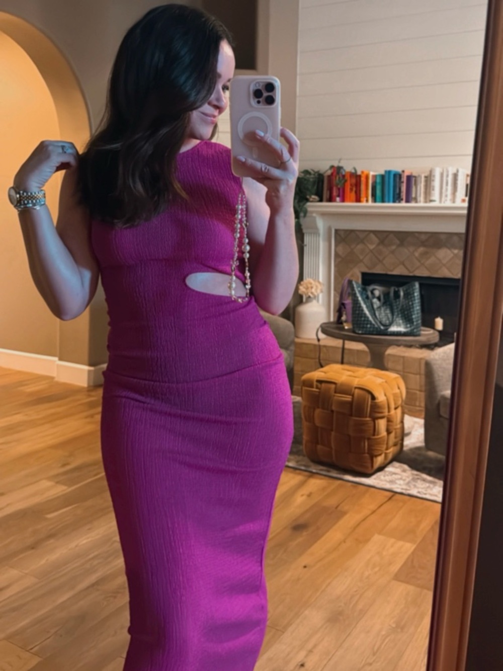 Zara Textured Cutout Mid Dress